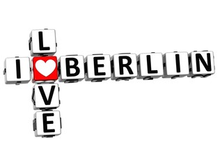 Sticker - 3D I Love Berlin Crossword Block text