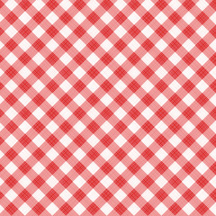 Wall Mural - Red gingham fabric cloth, seamless pattern included