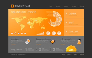 Wall Mural - website template with infographics