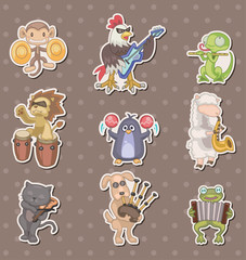 Wall Mural - animal play music stickers