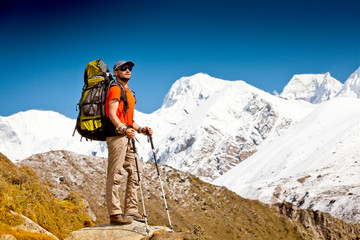 Wall Mural - hiking in himalaya mountains
