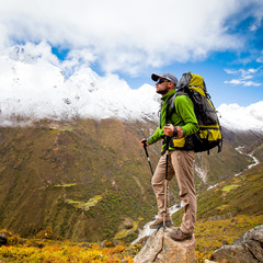 Wall Mural - hiking in himalaya mountains