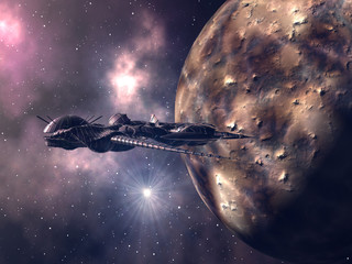 closeup of futuristic spaceship