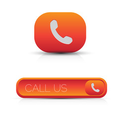 Poster - Phone call us icon button orange