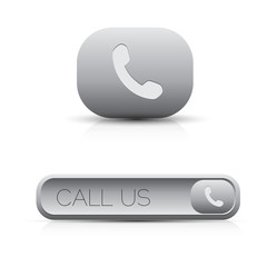Poster - Phone call us icon button grey