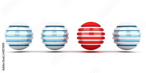 individuality abstract concept of blue and red spheres