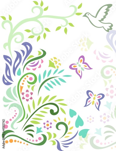 Obraz w ramie Forest floral background