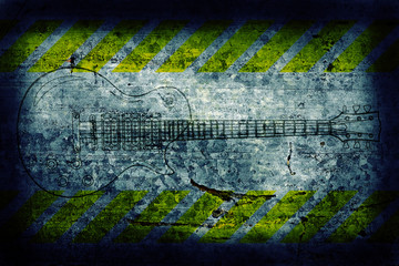 Wall Mural - Grunge background with guitar