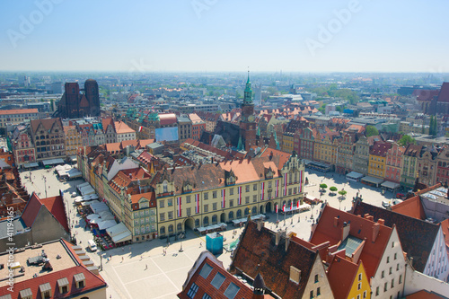 Naklejka na szybę old town square with city hall, Wroclaw, Poland