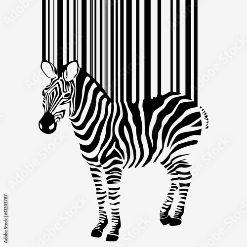 Naklejka - mata magnetyczna na lodówkę abstract vector zebra silhouette with barcode