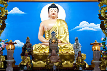 Wall Mural - Buddha in Chinese style on altar.