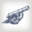 Vector ancient cannon vintage engraving