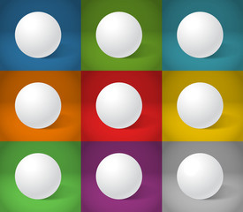 Poster - White sphere on different color backgrounds
