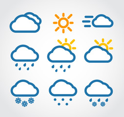 Wall Mural - Color Weather conditon icons collection