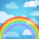 Fototapeta Dziecięca - Transparent rainbow in the sky with white clouds