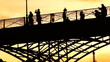 silhouette in the sunset, bridge in paris