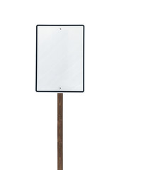 Wall Mural - Tall Isolated Blank White Sign on Wood Post