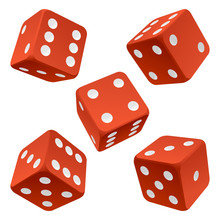 Red Dice Set. Vector Icon