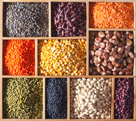 Wall Mural - legumes in a wooden box