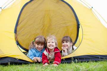 children in tent
