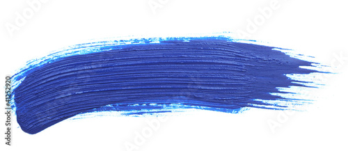 Fotomural blue stroke of the paint brush isolated on white