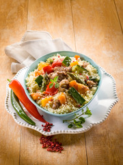 Canvas Print - cous cous with meat  and vegetables