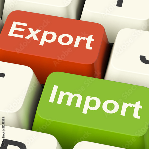 Fotografia, Obraz Export And Import Keys Showing International Trade Or Global Com