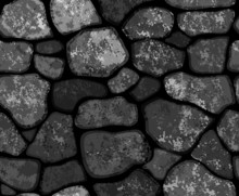 Vector Seamless Texture Of Stonewall In Black Color.