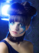 © Raisa Kanareva - brunette with creative make up in blue dress