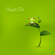Grüne Vektor Hintergrund Illustration mit Spross und cute Frosch