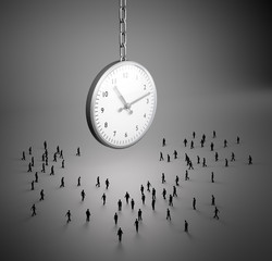 Wall Mural - tiny people walking to a big clock