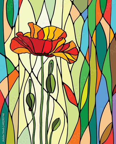 Naklejka na szafę floral stained glass