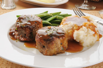 Canvas Print - Pork tenderloin and mashed potatoes