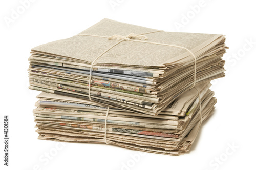 Fotografie, Obraz Stack of two newspaper bundles for recycling