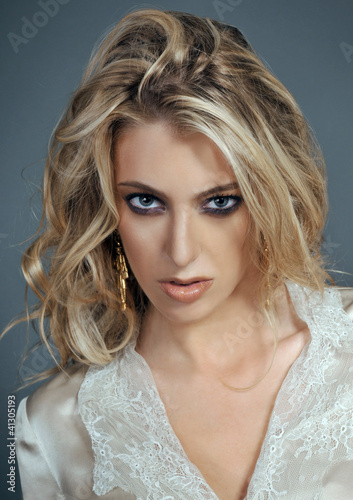 Beautiful Blonde Girl With Messy Hair Pose Sexy Buy This Stock