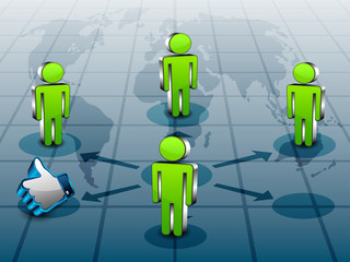 Poster - Social networking 3D background with peoples standing on world m