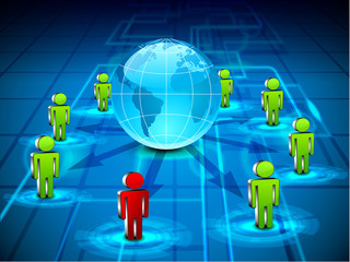 Poster - Social networking 3D background with people connect with network