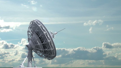 Wall Mural - rotating radio telescope on sky background