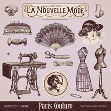Paris Fashion - Collection Of Vintage Design Elements