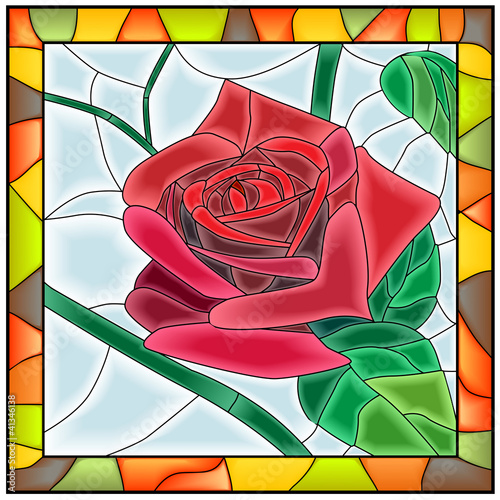 Obraz w ramie Vector illustration of flower red rose.