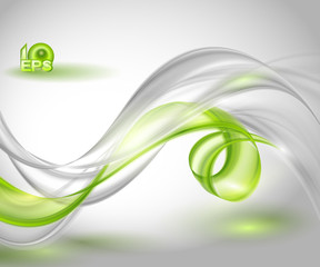 Aufkleber - Abstract gray waving background with green element