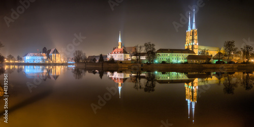 Naklejka ścienna Ostrow Tumski in the night, Wroclaw