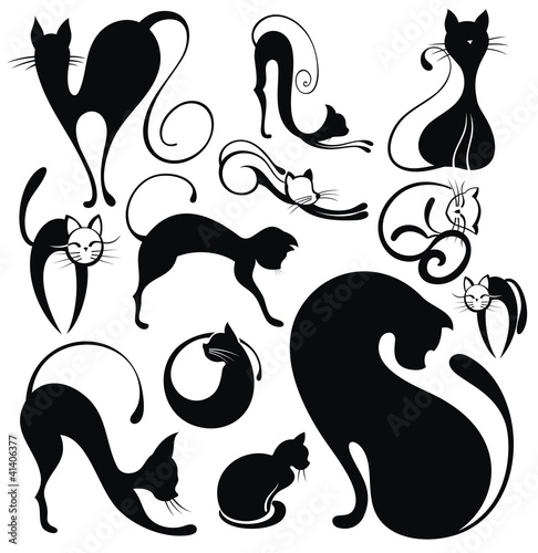 Nowoczesny obraz na płótnie Zestaw sylwetki kotów