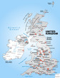 Landkarte des Vereinigten Königreichs mit Irland in grau