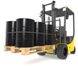 Forklift with Oil Drums. Warehouse and logistics series.