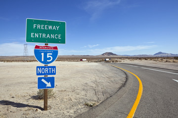 Wall Mural - Mojave Desert Interstate 15 Freeway near Baker California