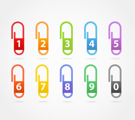Aufkleber - Color paper clips with digits