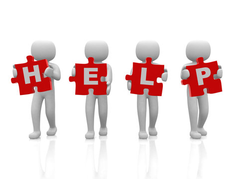 3d people - person and puzzel the word 
