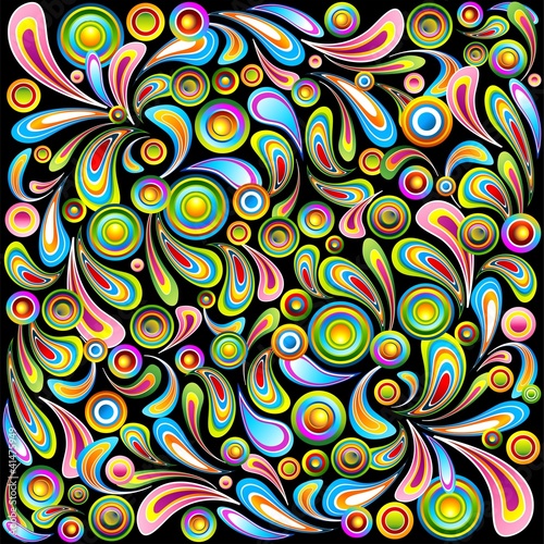 Nowoczesny obraz na płótnie Design Psichedelico Astratto-Abstract Colorful Drops Pattern