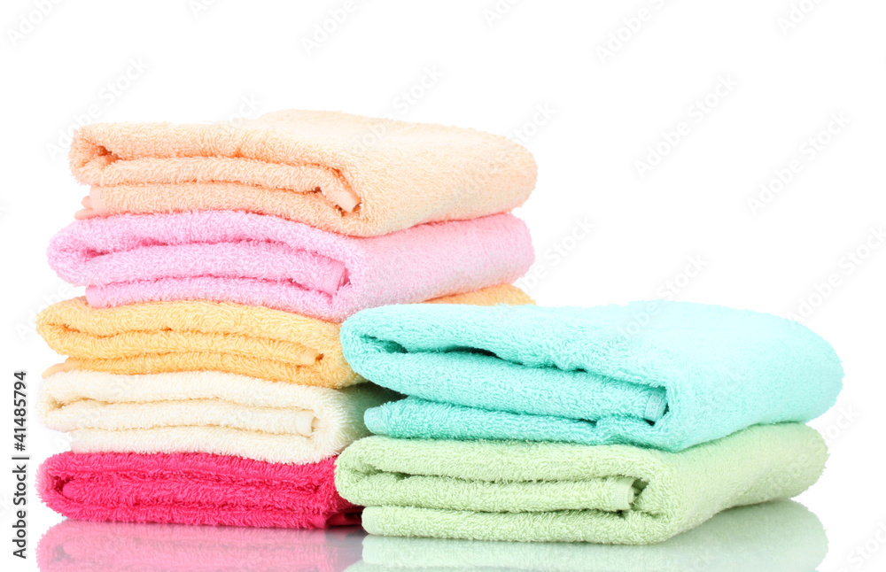 colorful towels isolated on white